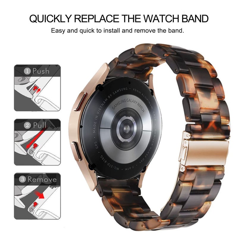 DEALELE Bands Compatible with Samsung Galaxy Watch 7 / FE / 6/6 Classic / 5/5 Pro / 4/4 Classic / 3 41mm / Huawei GT3 42mm, 20mm Colorful Resin Replacement Strap for Women Men (Hawksbill) - Image 2